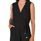 Vince Camuto Women's Surplice Front Pleated Wide Leg Mid-Length Jumpsuit