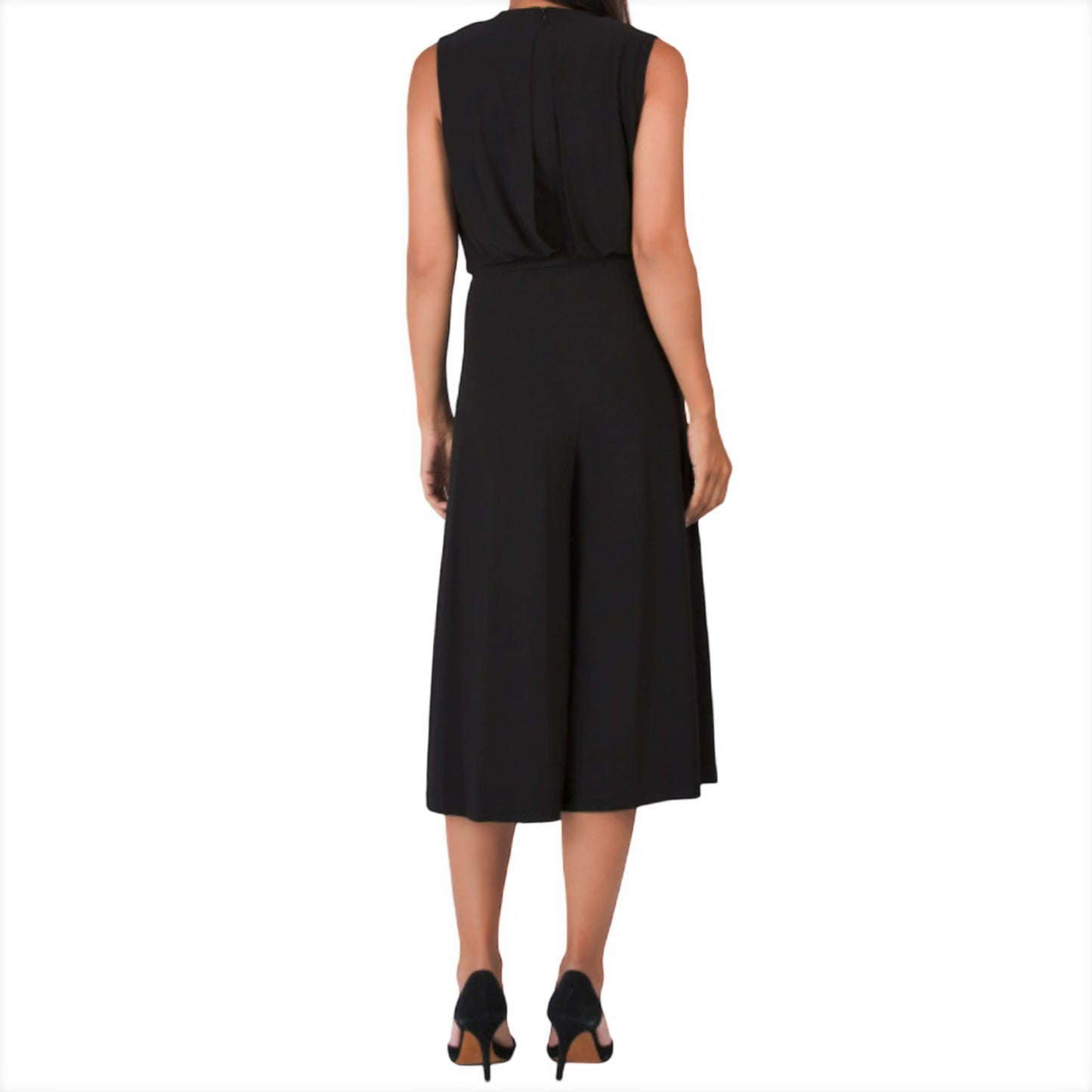 Vince Camuto Women's Surplice Front Pleated Wide Leg Mid-Length Jumpsuit