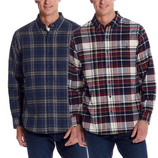 Weatherproof Vintage Men’s Cotton Blend Brushed Flannel Button Down Plaid Shirt