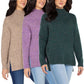Well Worn Women's Mock Neck High Low Hem Cozy Soft Nep Yarn Sweater