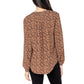 Well Worn Women's Floral Print Split Neck Long Sleeve Blouse