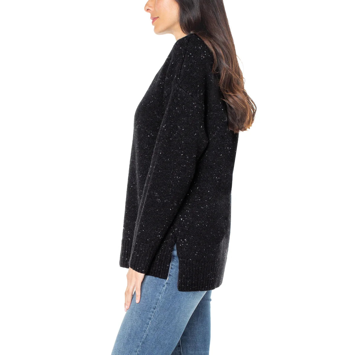 Well Worn Women's Mock Neck Cozy Wool Blend Nep Yarn Sweater