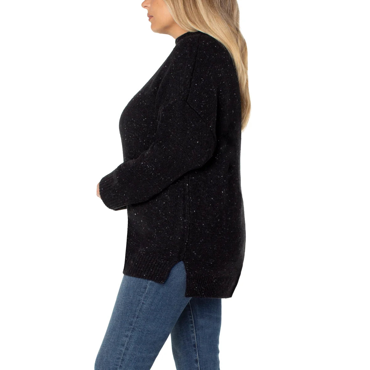 Well Worn Women's Mock Neck Cozy Wool Blend Nep Yarn Sweater