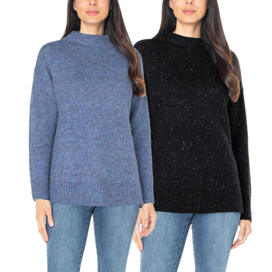 Winter Fall Wool Classic Casual Knit Sweater Blue Black