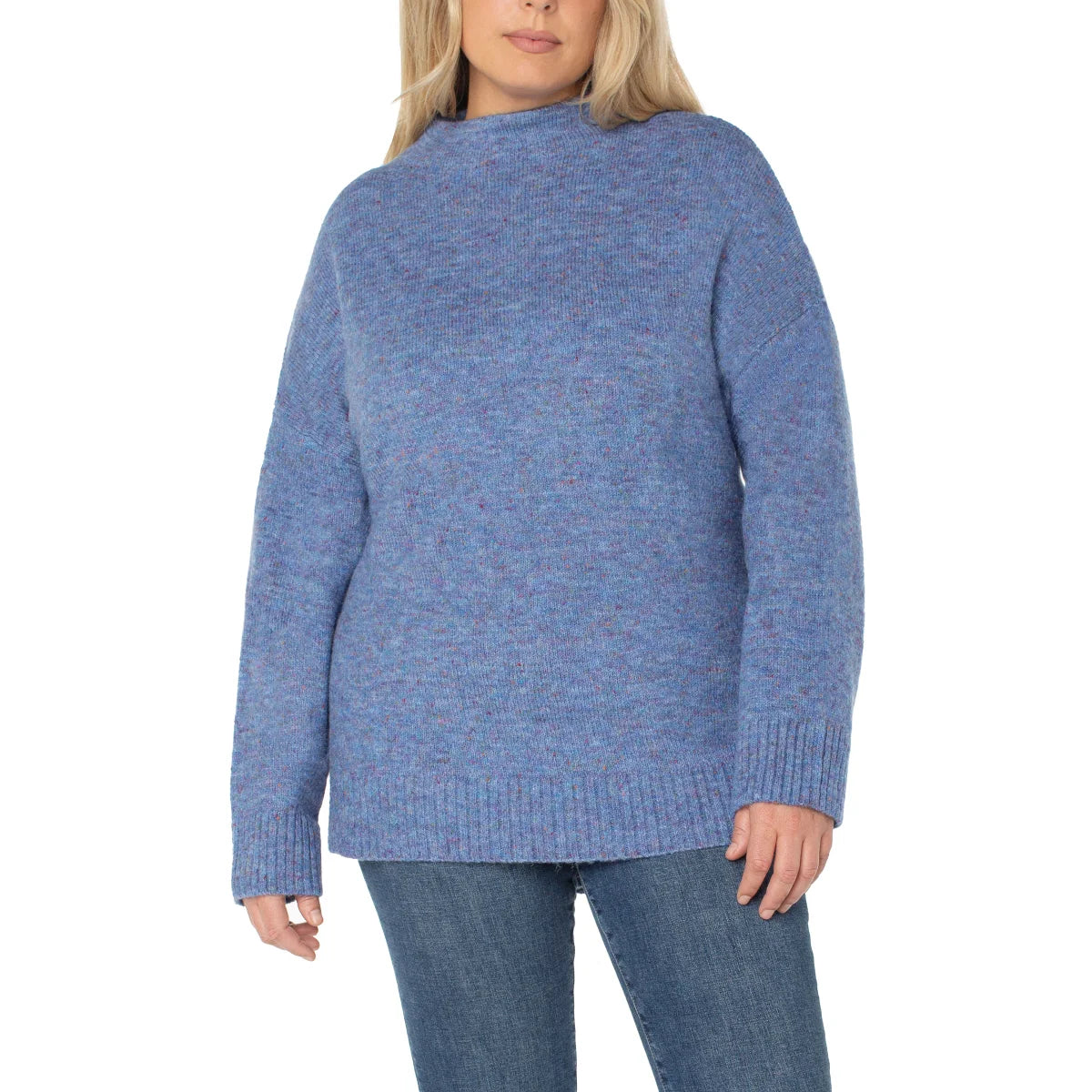 Well Worn Women's Mock Neck Cozy Wool Blend Nep Yarn Sweater