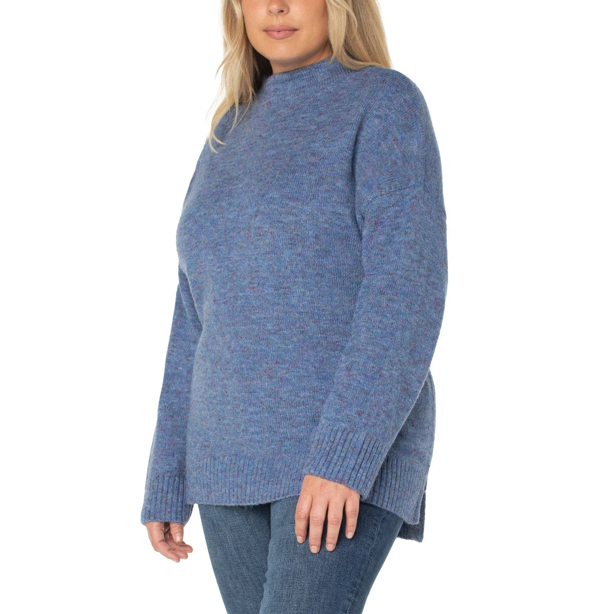 Well Worn Women's Mock Neck Cozy Wool Blend Nep Yarn Sweater