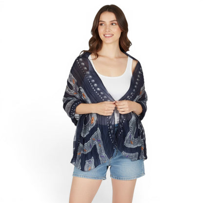 Women's Jewel Print Wrinkle Scarf Cover-Up Shawl