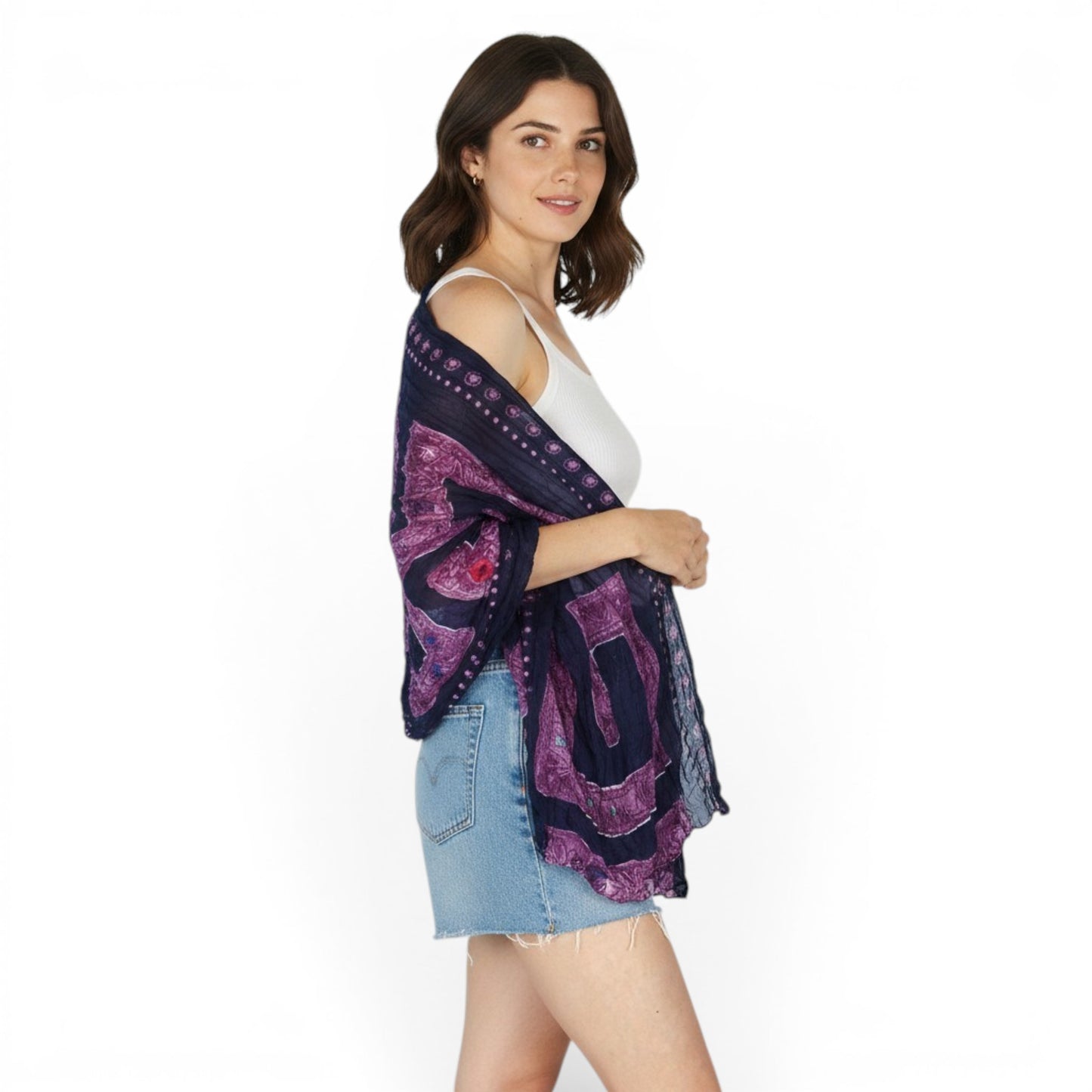 Women's Jewel Print Wrinkle Scarf Cover-Up Shawl