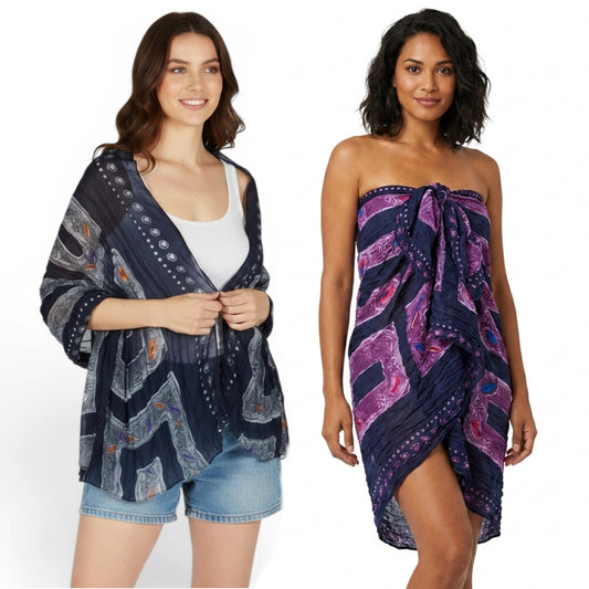 Women's Jewel Print Wrinkle Scarf Cover-Up Shawl