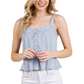 Women's Lace Peplum Tie Front Ribbed Cami Top