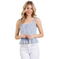 Women's Lace Peplum Tie Front Ribbed Cami Top