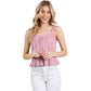 Women's Lace Peplum Tie Front Ribbed Cami Top
