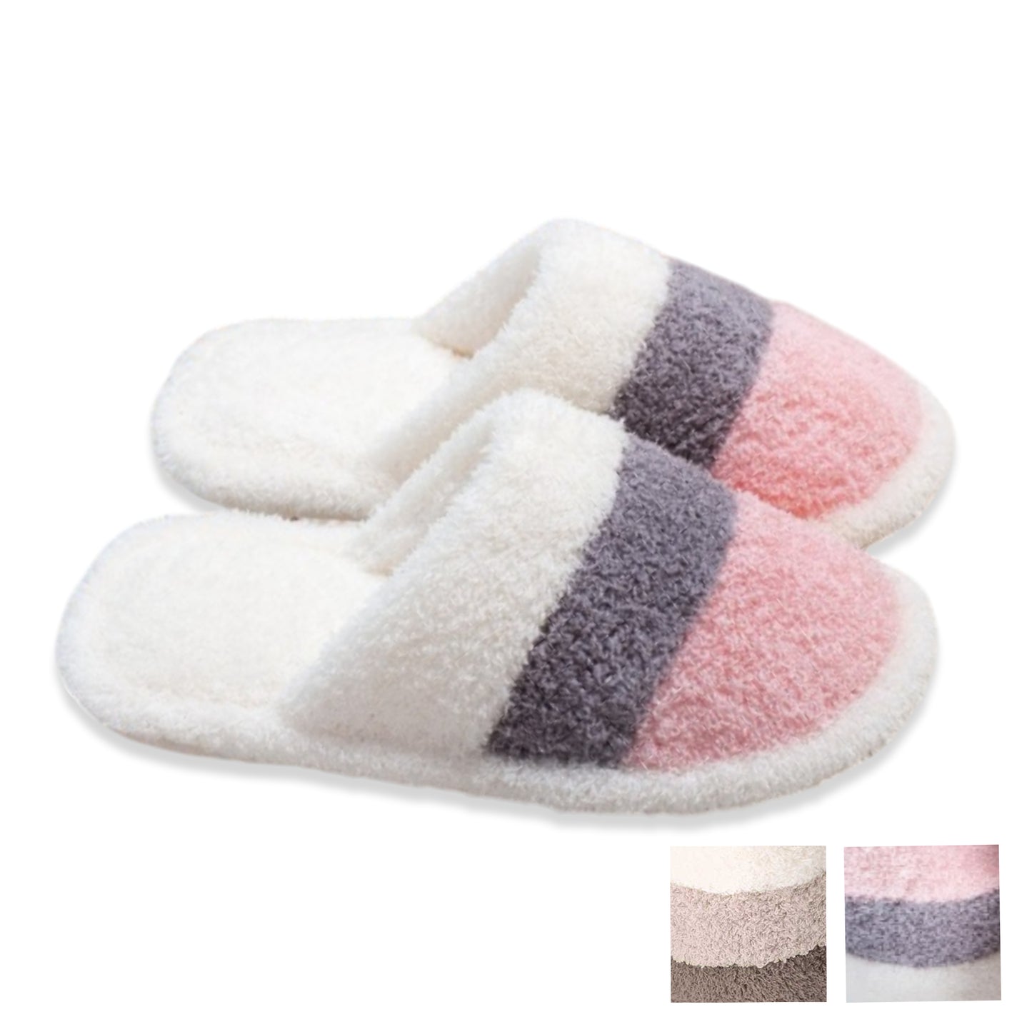 Comfyluxe Women's Soft Microfiber Cozy Stripe Pattern Slippers