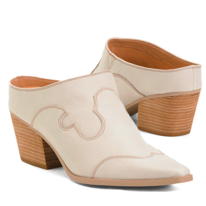 YELLOW BOX Women's Cyan Western Slip-on Shoes Heeled Mules