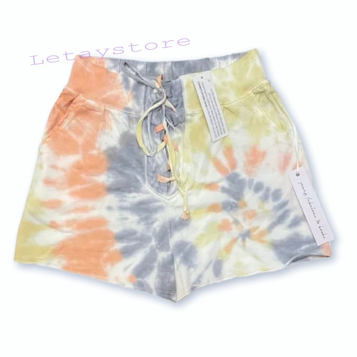 Young Fabulous & Broke Rowan Tie Dye Frayed Cuffs Sweatshirt Top & Shorts Collection