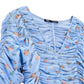 Zara Floral Print V Neck Elbow Sleeve Ruched Cropped Top
