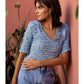 Zara Floral Print V Neck Elbow Sleeve Ruched Cropped Top