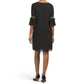 MIM'S CREAZIONI Made In Italy Sheer Overlay Pleated Cuff Cocktail Mini Dress