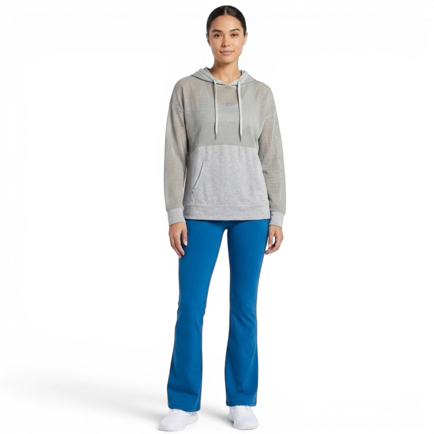 Daisy Fuentes Women's Lightweight Mesh Kangaroo Pocket Casual Active Hoodie