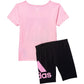 Adidas Little Girls Color Block T-Shirt and Bike Shorts Set