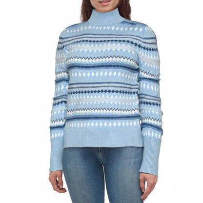 Aspen Women's Super Soft Knit Fair Isle Funnel Neck Sweater