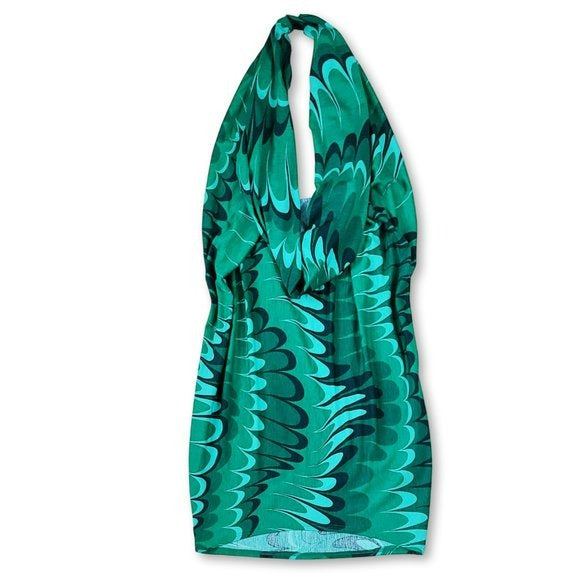 ASOS Wave Print Halter Cowl Neck Backless Mini Dress Letay Store ASOS Wave Print Halter Cowl Neck Backless Mini Dress Letay Store