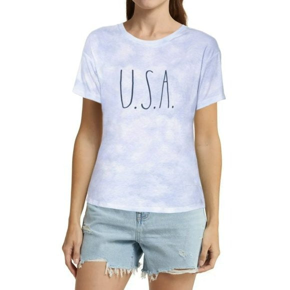 Rae Dunn Women's USA Print Tie Dye Cotton T-Shirt