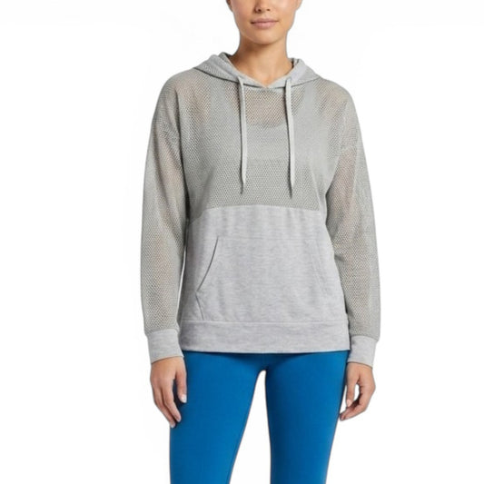 Daisy Fuentes Women's Lightweight Mesh Kangaroo Pocket Casual Active Hoodie