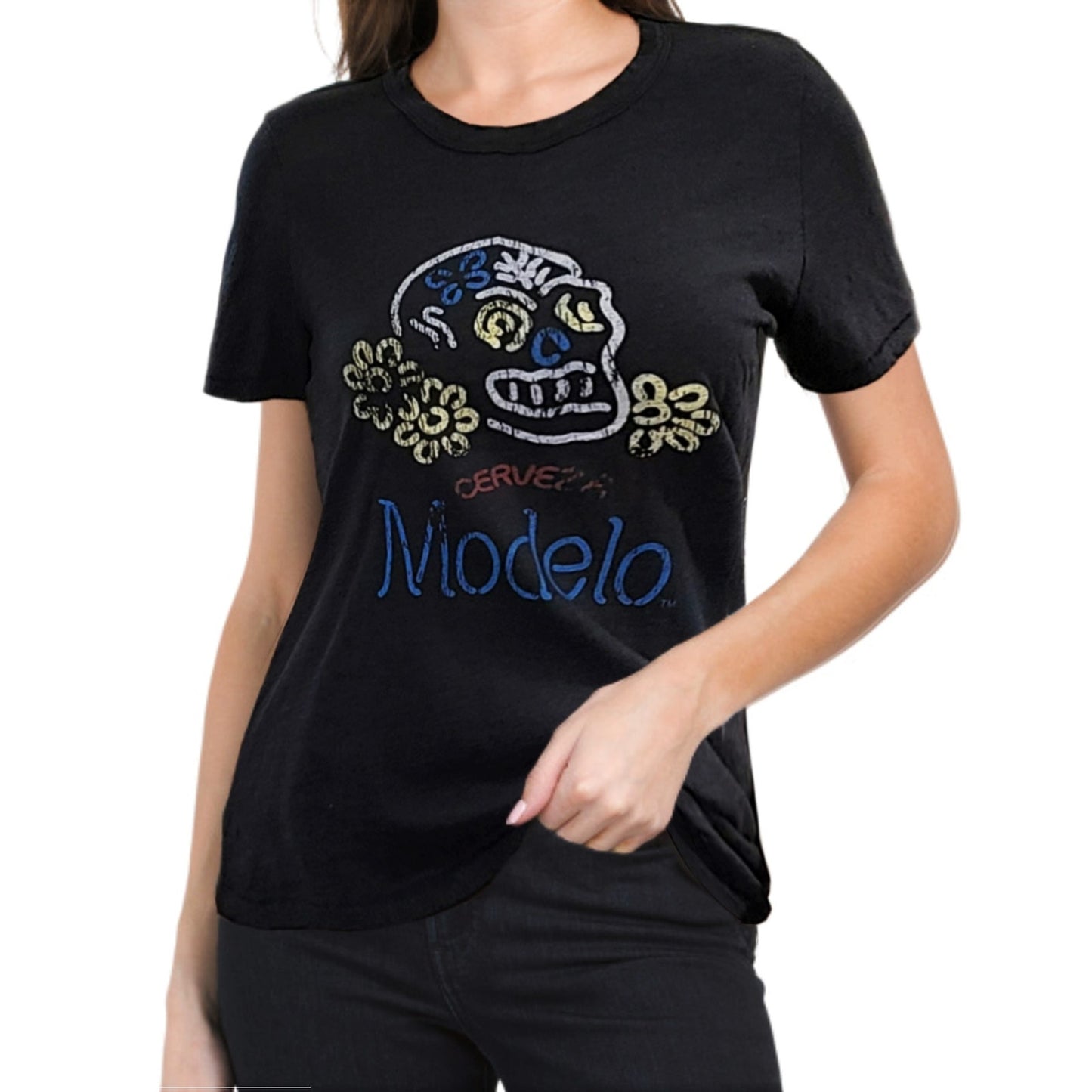 Lucky Brand Modelo Skull Graphic Print Top Cotton T-Shirt