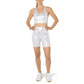 Kyodan Women's Metallic Foil Print High Waist Moisture Wicking Active Biker Shorts