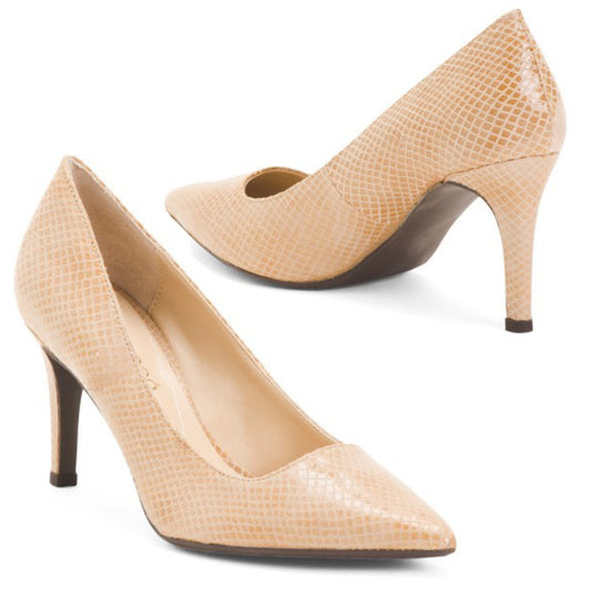 J.Renee Women's Snake Embossed Pointy Toe Classic Pumps Heels