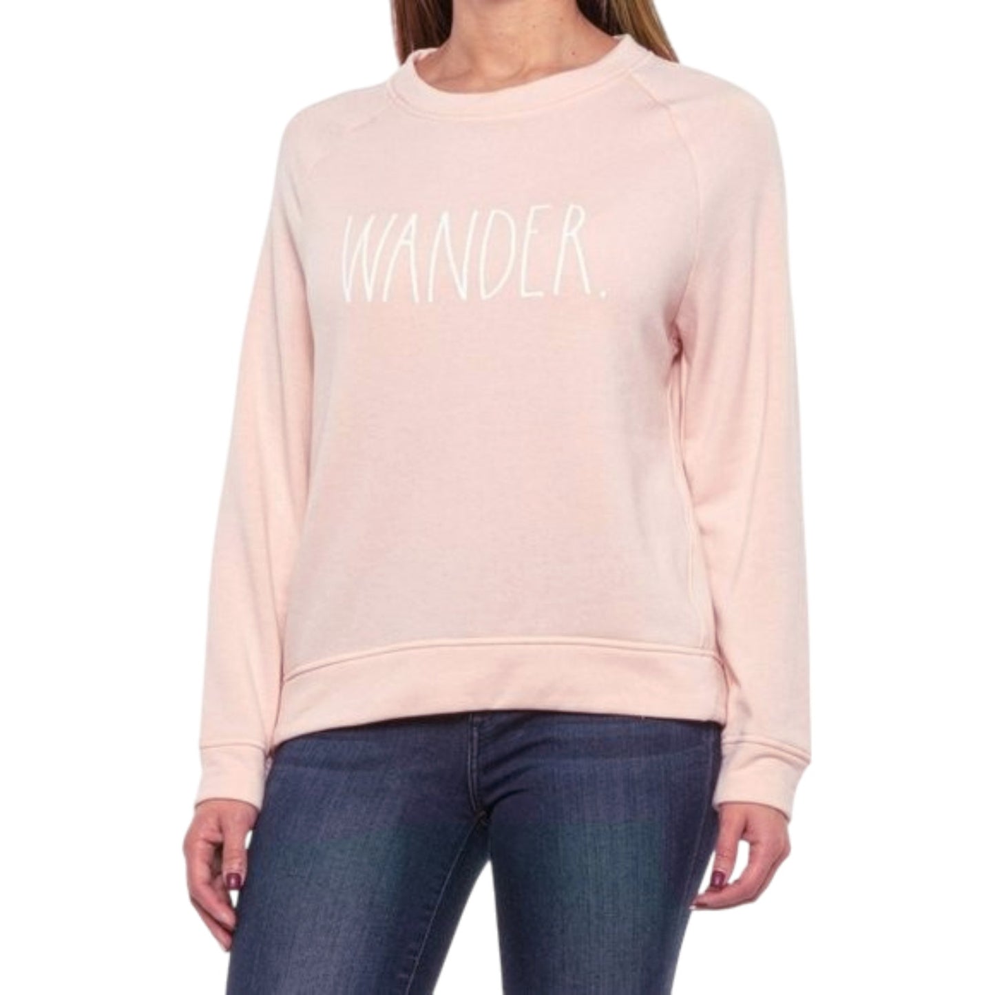 Rae Dunn Women's Wander Print Casual Top Fleece Lined Sweatshirt