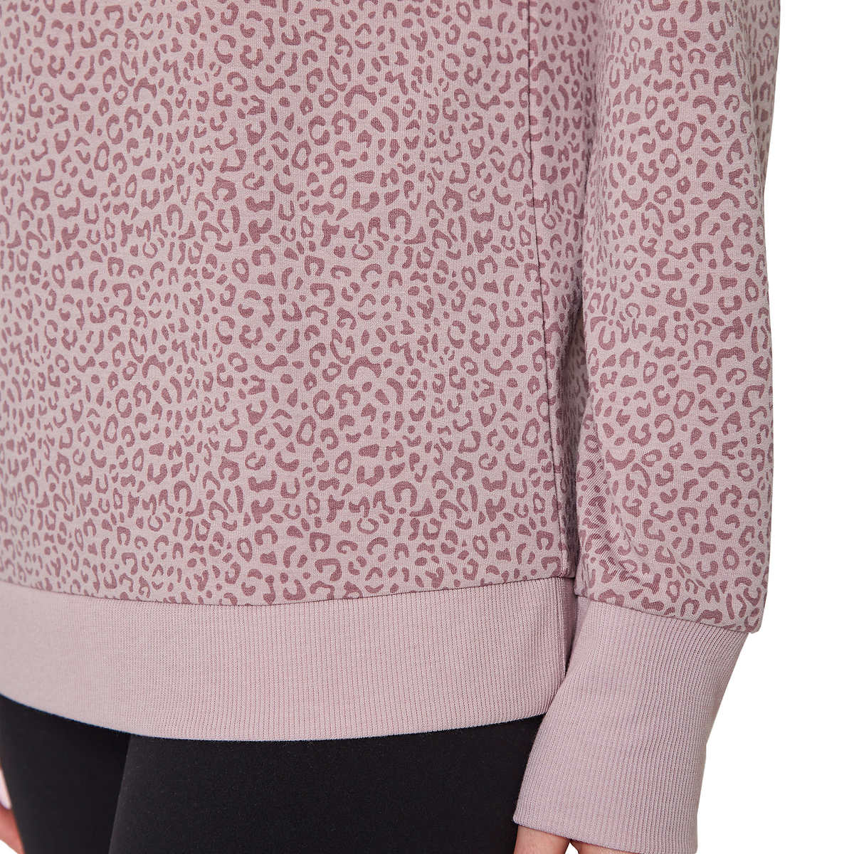 Mondetta Women's Leopard Print Soft Moisture Wicking Relaxed Fit Sweatshirt Top