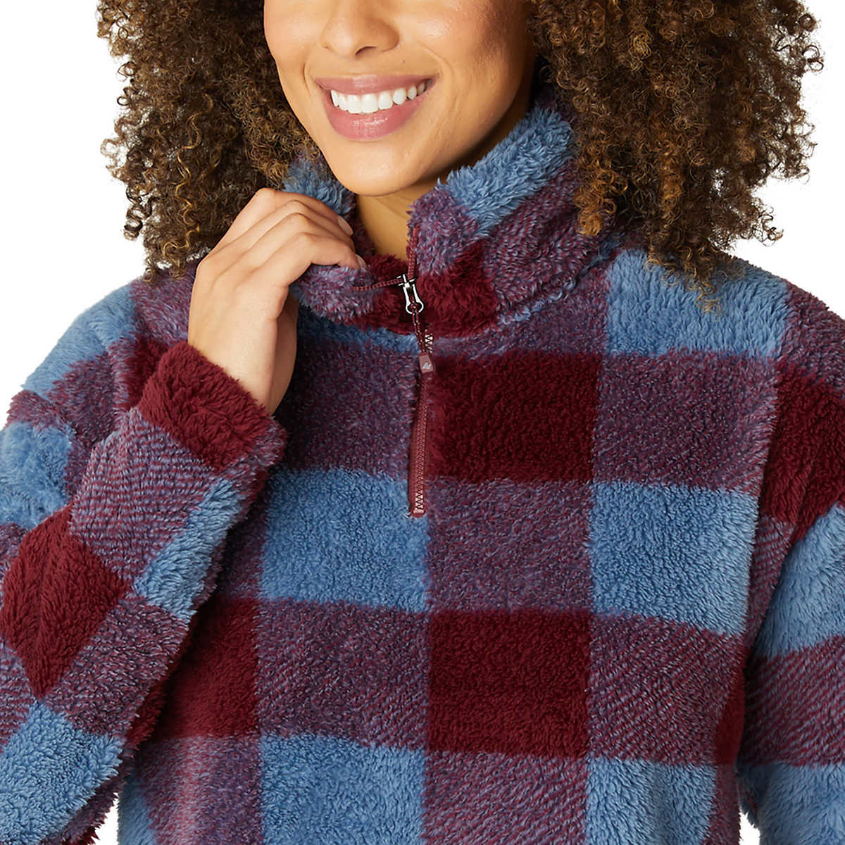Eddie Bauer Women's Ultra Soft Plush Fleece Quarter Zip Sweatshirt Aztec Print Pullover Top