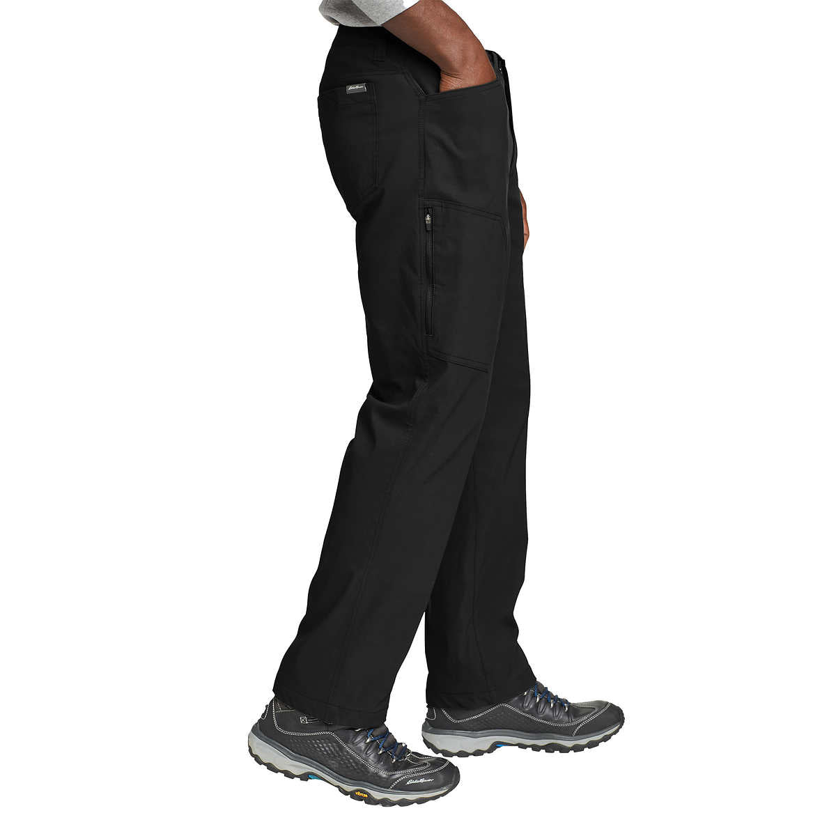 Eddie Bauer Men's 2 Way Stretch UPF 50+ Fleece Lined Tech Pants, Black 36 x  30