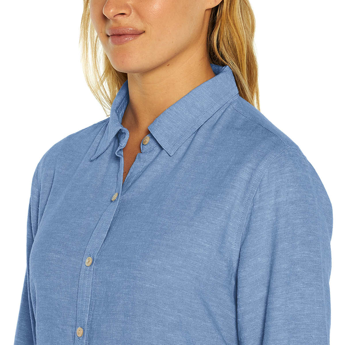 Orvis Women's Soft Lightweight Linen Blend Long Sleeve Top Button Up Shirt