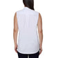 Nicole Miller Women's Linen Blend Sleeveless Top Button Front Blouse Tunic