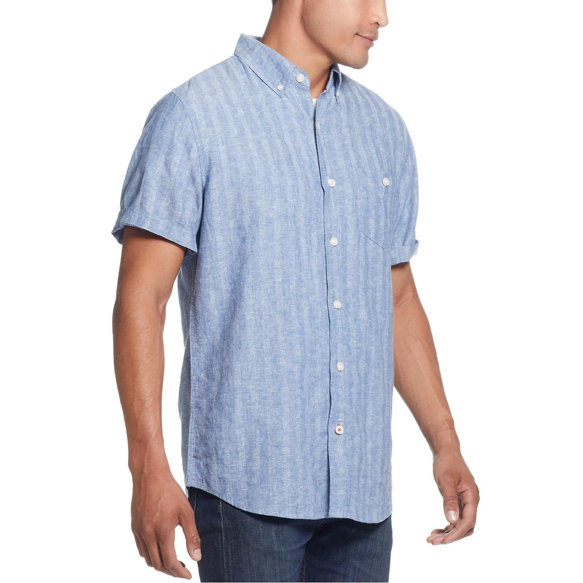 Weatherproof Vintage Men’s Short Sleeve Lightweight Linen Blend Woven Shirt