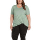 Matty M Women's Twist Knot V-Neck Top Relaxed Fit T-shirt