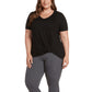 Matty M Women's Twist Knot V-Neck Top Relaxed Fit T-shirt