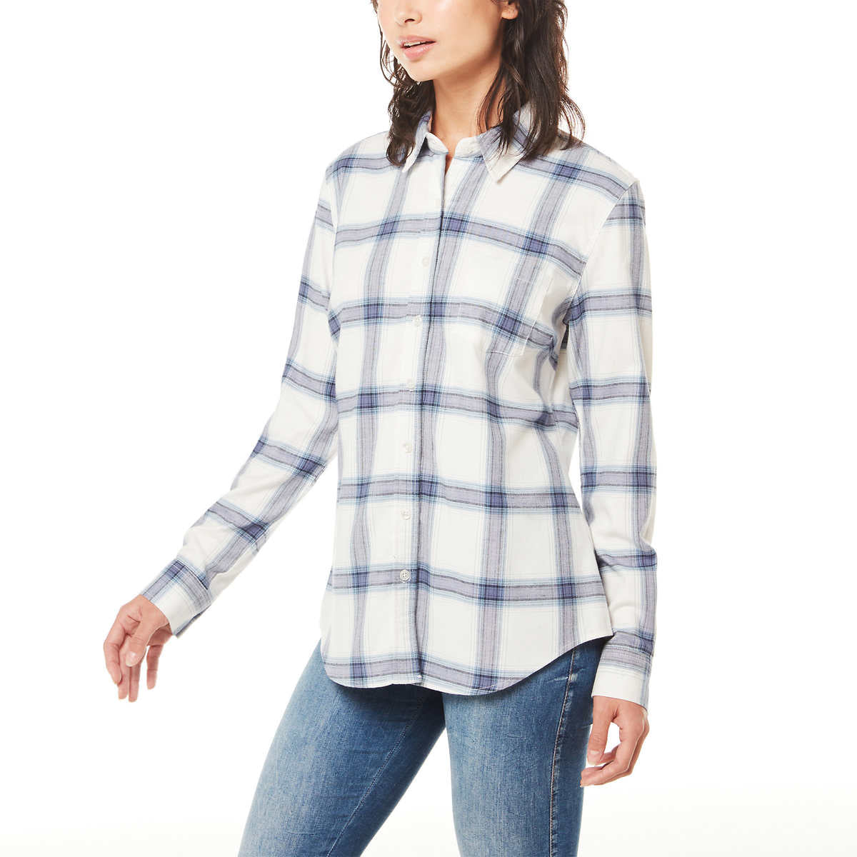 Weatherproof Vintage Women's Stretch Plaid Flannel Button Front Shirt