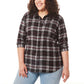 Weatherproof Vintage Women's Stretch Plaid Flannel Button Front Shirt