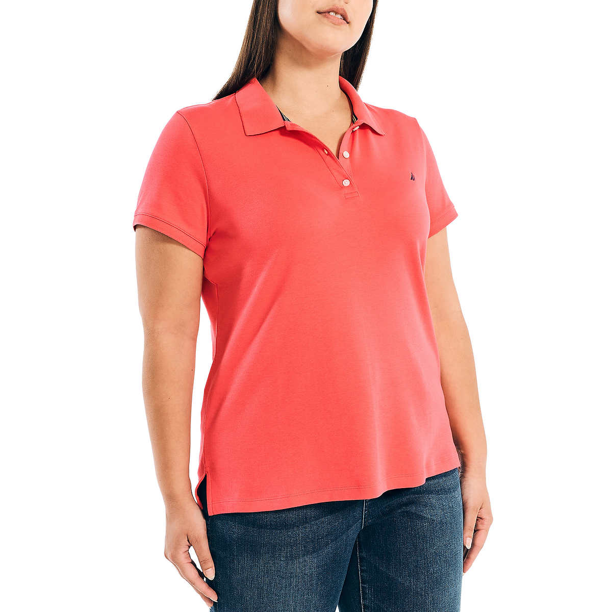 Nautica Women's Lightweight Cotton Short Sleeve Polo Shirt