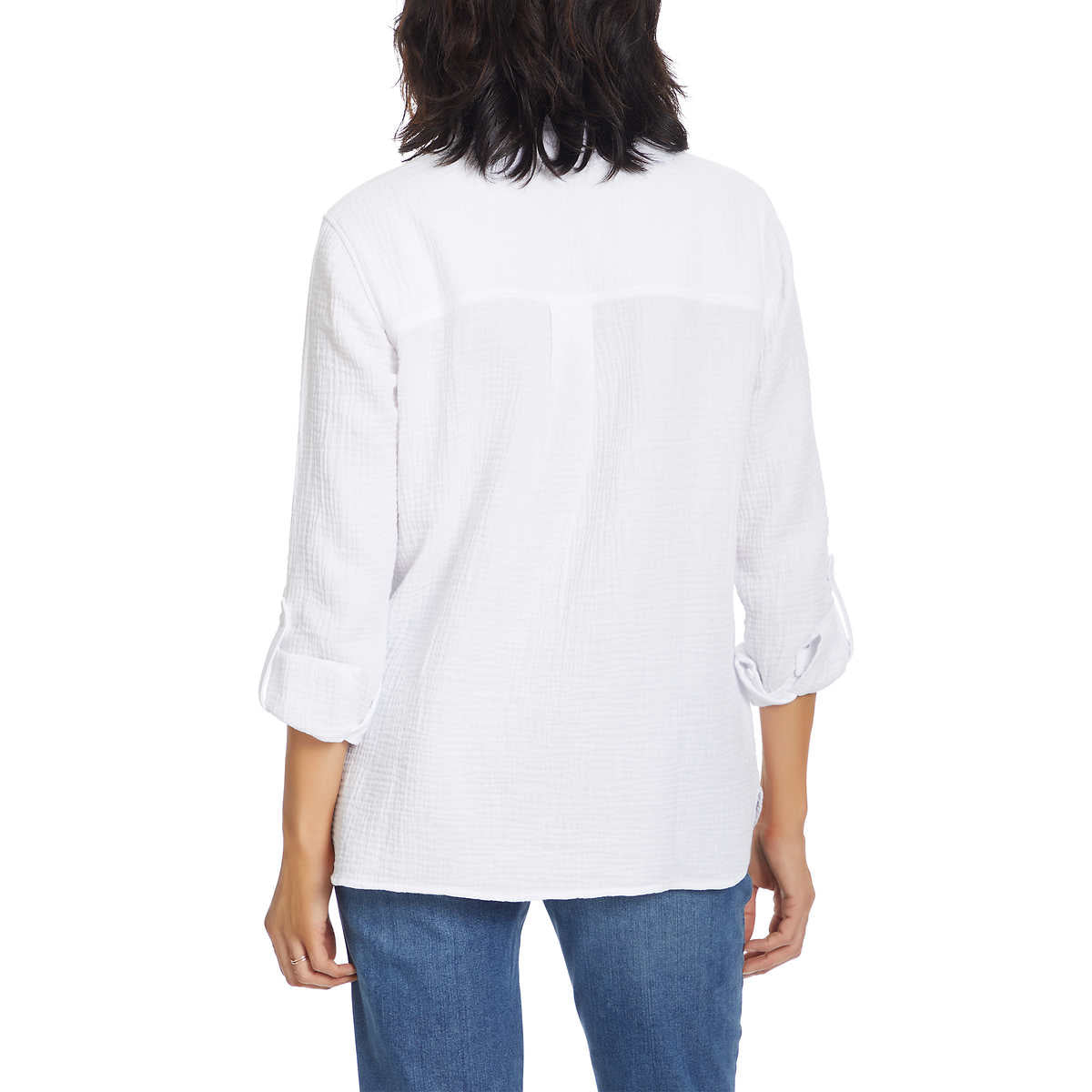 Anne Klein Women's Lightweight Cotton Gauze Top Button Front Shirt