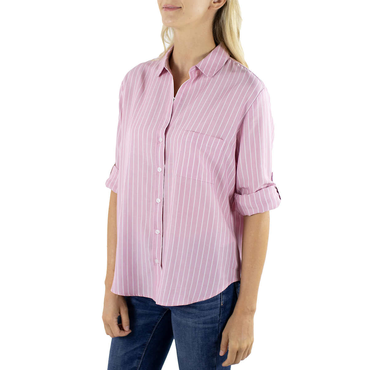 Jachs Girlfriend Women's Stripped Long Sleeve Blouse  Button-Up Shirt