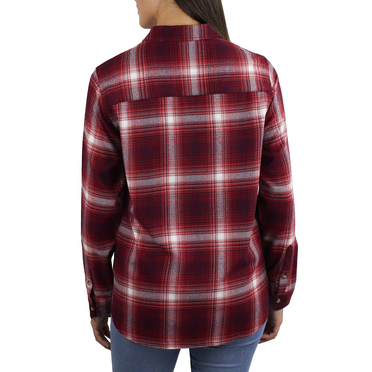 Jachs Girlfriend Women's' Super Soft Flannel Side Pockets Button Front Shirt