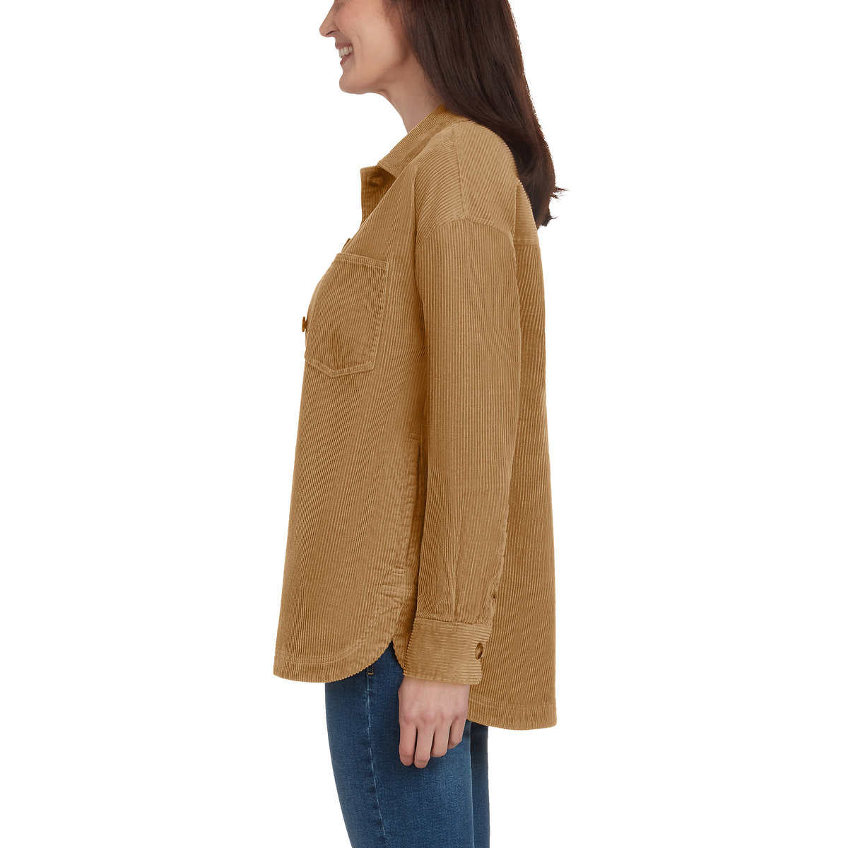 Matty M Women's Corduroy Cotton Blend Relaxed Fit Button Up Shirt Jacket
