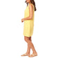 Briggs Women's Ruffle Trim V-Neck Linen Blend Side Pockets Mini Dress