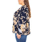 Well Worn Women's Floral Print Ruffle Neck Lightweight Button Front Blouse
