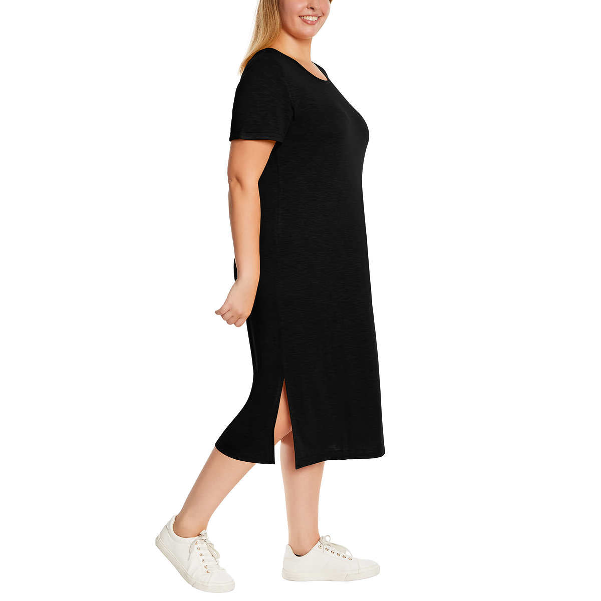 Jessica Simpson Women's Plus Soft Jersey Side Slits T-Shirt Midi Dress